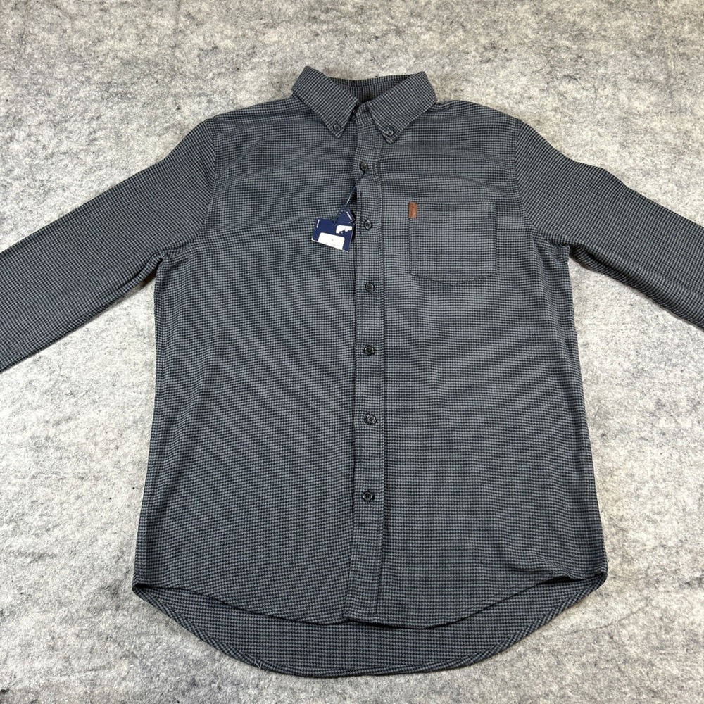 Chaps Untucked Flannel Shirt Men's Small Charcoal Geometric‎ Long Sleeve Stretch